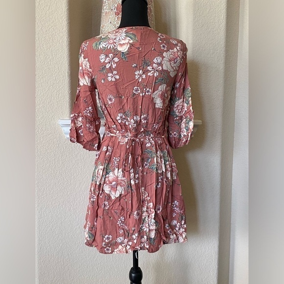 Band of Gypsies BOG Collective Floral Bell Sleeve Mini Dress Size S - Picture 5 of 8